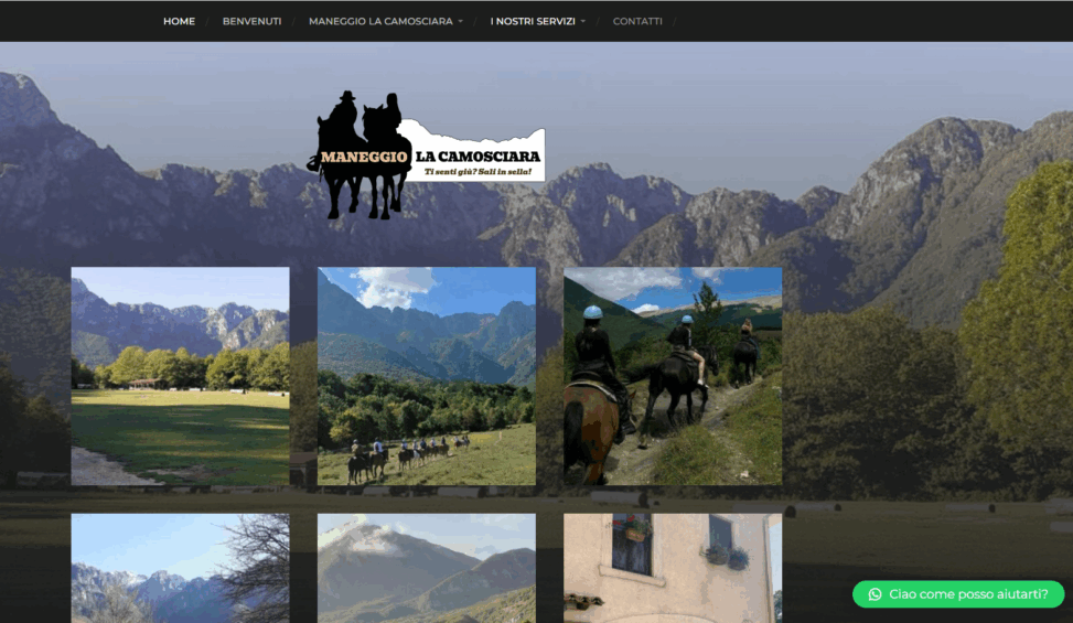 Maneggio La Camosciara – Sito vetrina realizzato in WordPress, con integrazione della funzione chat tramite WhatsApp.