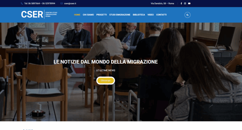 Cser - Revisione e aggiornamento, l'assistenza tecnica sito. Migrazione manuale del sito su un nuovo servizio di hosting WordPress. Realizzazione nuovo layout grafico alcune sezioni sito.