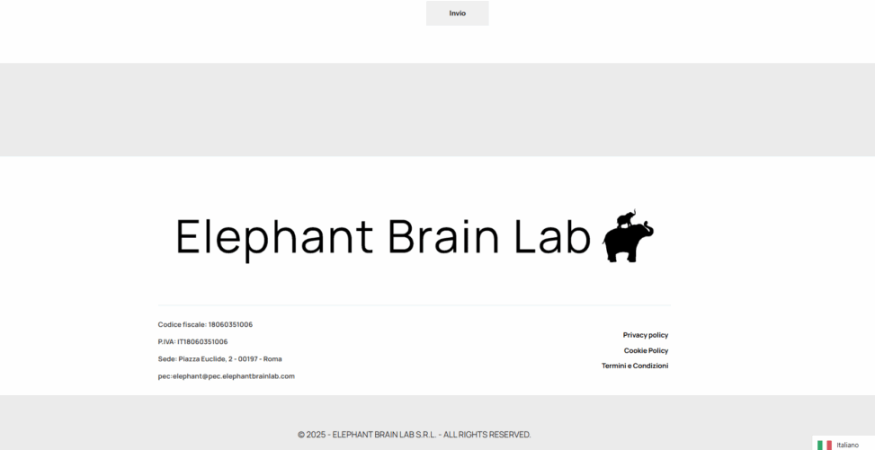 Elephant Brain Lab - Intervento di ottimizzazione e configurazione sito WordPress. Dopo l’installazione del tema da parte del cliente, sono intervenuta per completare la configurazione del layout e sistemare le sezioni non correttamente impostate, inserito contenuti forniti dal cliente. Ho attivato e configurato la piattaforma Iubenda, installato e settato la versione Pro del plugin Amelia per la prenotazione online e integrato i filtri antispam Google reCAPTCHA.
